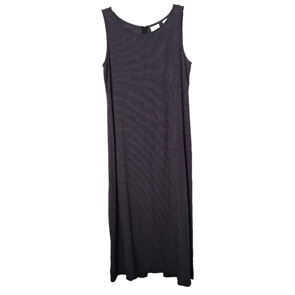 Vintage Villager Micro Gingham Black White Jumper Maxi Dress Size 10 Modest‎
